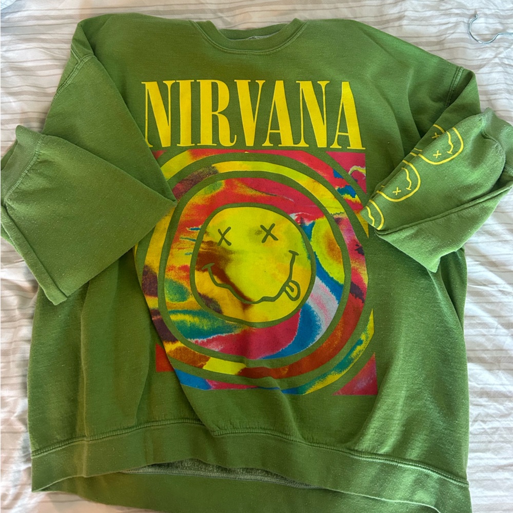 Urban Outfitters Green Nirvana Graphic Sweatshirt